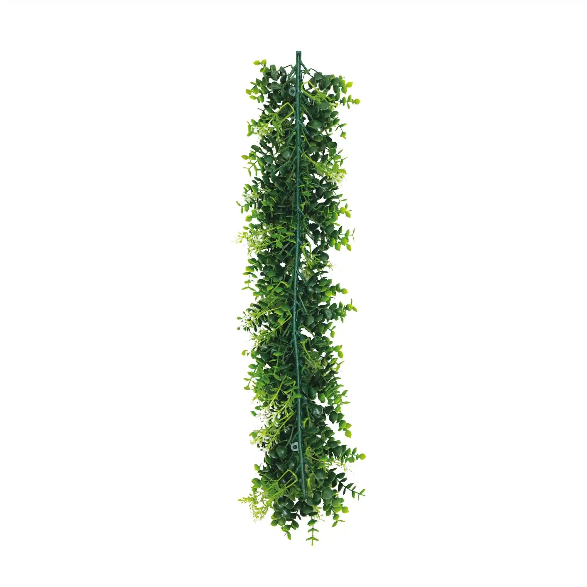 Artificial Hanging Plants: Artificial Extendable Hanging Flowering White Eucalyptus Vine UV Resistant 55cm