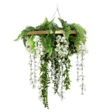 Caravan Accessories: Gold Framed Roof Hanging Disc with Draping Life-Like Wisteria Flowers UV Resistant 60cm