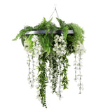 Caravan Accessories: Silver Framed Roof Hanging Disc With Draping Life-Like Wisteria Flowers UV Resistant 60cm
