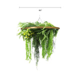 Umbrellas & Sunshades: Gold Framed Roof Hanging Disc With Draping Life-Like Ferns and Plants 80cm UV Resistant