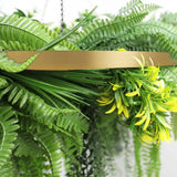 Umbrellas & Sunshades: Gold Framed Roof Hanging Disc With Draping Life-Like Ferns and Plants 80cm UV Resistant