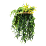 Umbrellas & Sunshades: Gold Framed Roof Hanging Disc With Draping Life-Like Ferns and Plants 80cm UV Resistant