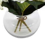 Wellness Accessories: Premium Faux Hydrangea with Glass Vase (Artificial Flowering White Hydrangea) 23cm