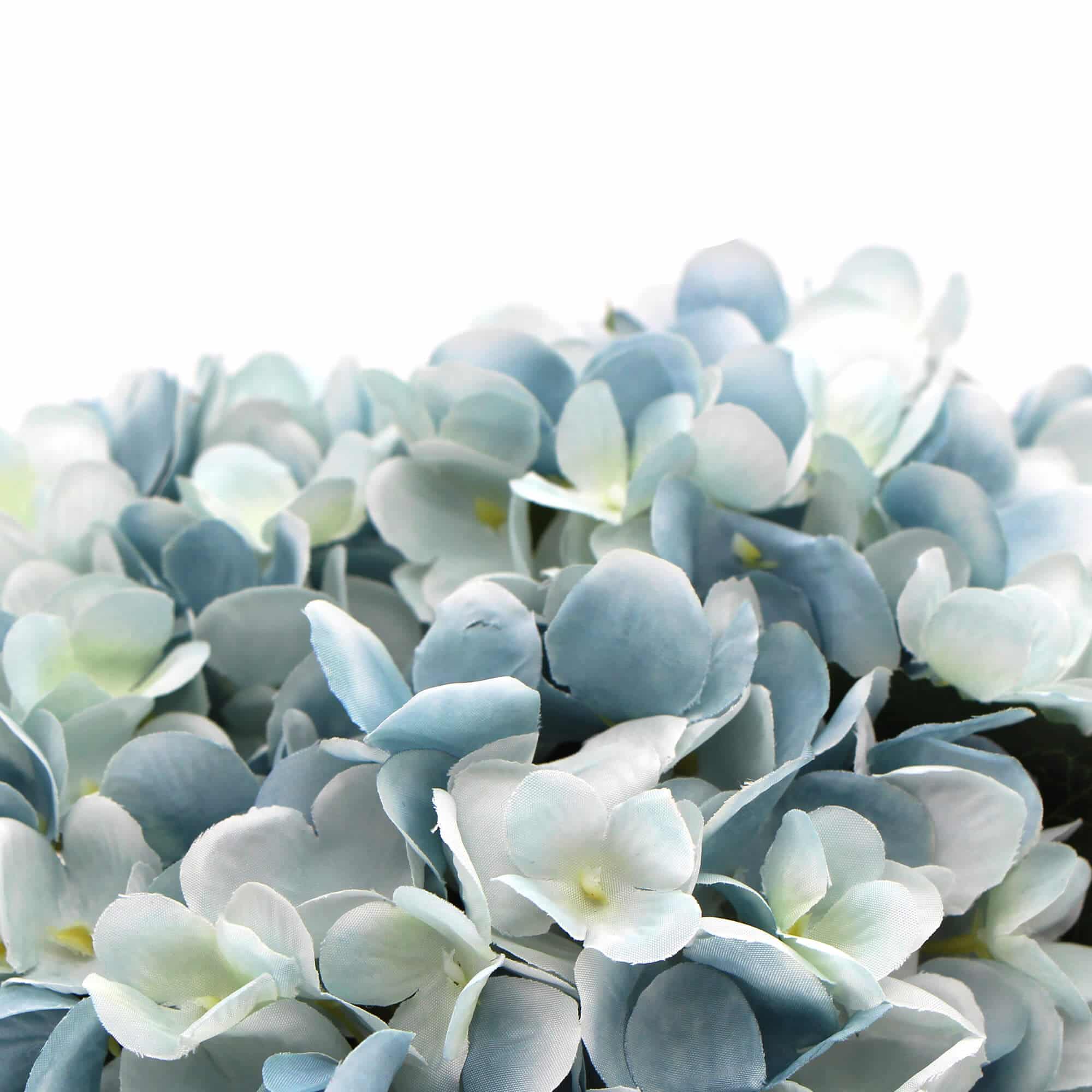 Premium Faux Hydrangea with Glass Vase (Artificial Flowering Blue Hydrangea) 23cm