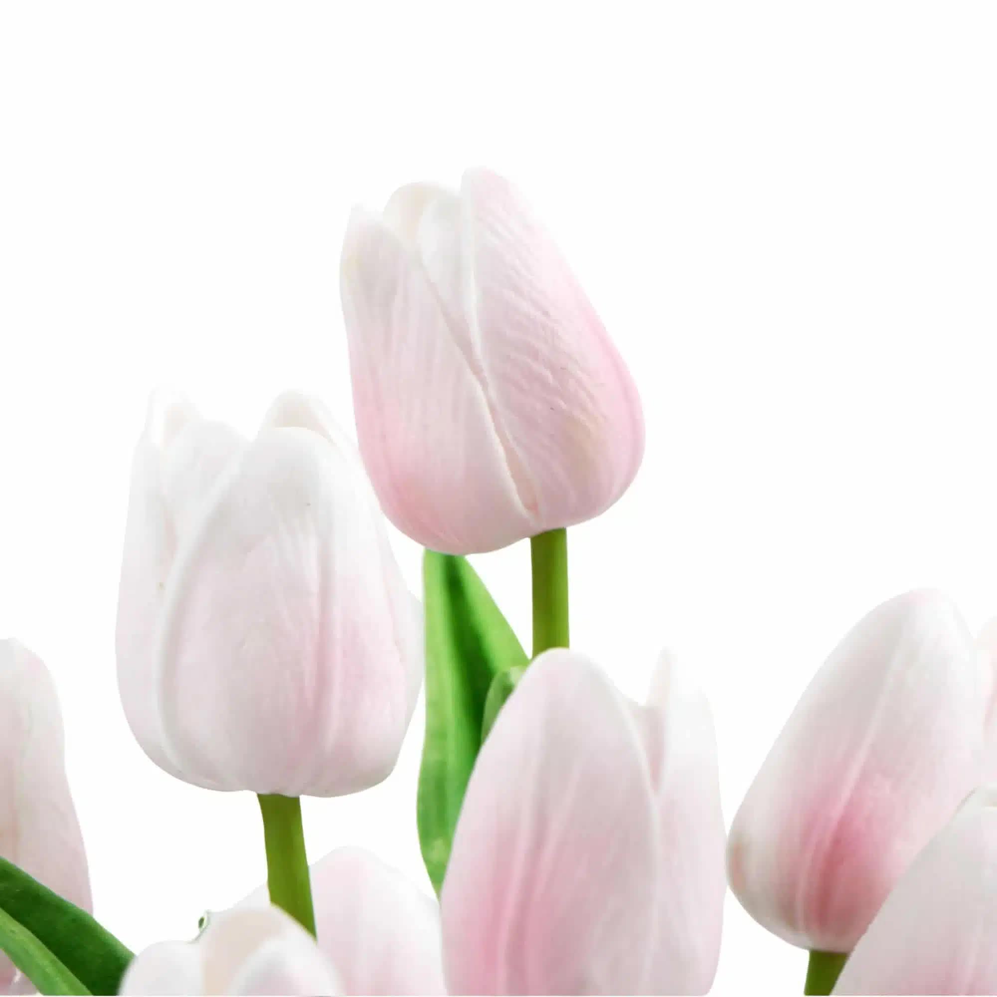 Vases & Table Decor: Flowering Pink Artificial Tulip Plant Arrangement With Ceramic Bowl 35cm