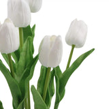 Wellness Accessories: Flowering White Artificial Tulip Plant Arrangement With Ceramic Bowl 35cm