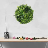 Artificial Wall Plants: Slimline Flowering White Artificial Green Wall Disc UV Resistant 50cm (Black Frame)