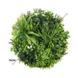 Artificial Wall Plants: Flowering White Artificial Green Wall Disc UV Resistant 75cm (White Frame)