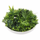Artificial Wall Plants: Slimline Flowering White Artificial Green Wall Disc UV Resistant 100cm (White Frame)