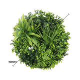 Artificial Wall Plants: Slimline Flowering White Artificial Green Wall Disc UV Resistant 100cm (Black Frame)
