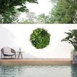Artificial Wall Plants: Slimline Flowering White Artificial Green Wall Disc UV Resistant 100cm (Black Frame)