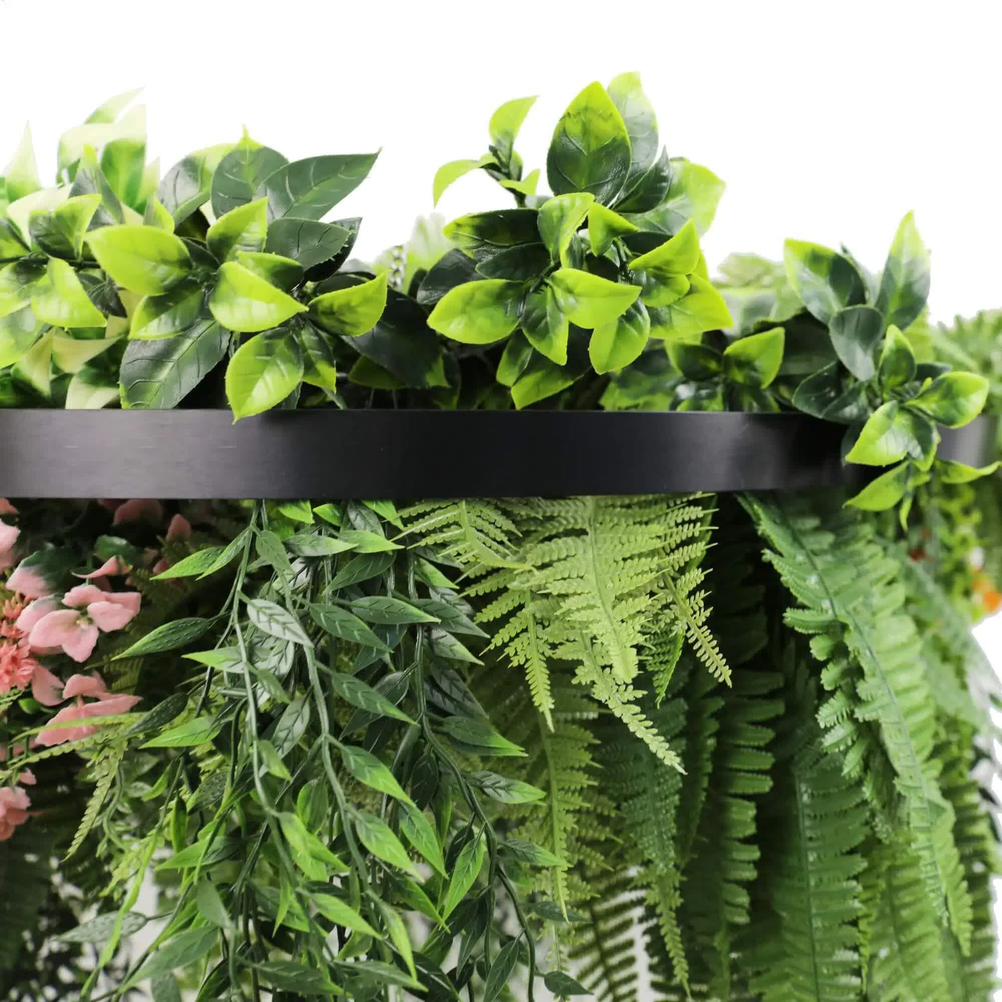 Premium Hanging Artificial Plant Arrangement with Black Frame 40cm UV Resistant