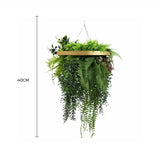 Artificial Hanging Plants: Premium Hanging Artificial Plant Arrangement with Gold Frame 40cm UV Resistant