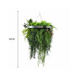 Artificial Hanging Plants: Premium Hanging Artificial Plant Arrangement with Silver Frame 40cm UV Resistant
