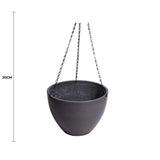 Artificial Hanging Plants: Hanging Grey Plastic Pot with Chain 30cm