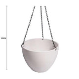 Garden Ornaments: Hanging Rustic White Plastic Pot with Chain 30cm