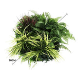 3D Wall Art: Slimline Artificial Green Wall Disc Art 50cm White Grassy UV Resistant (White)