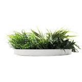 3D Wall Art: Slimline Artificial Green Wall Disc Art 50cm White Grassy UV Resistant (White)