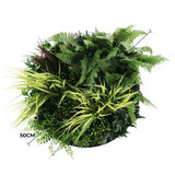 Artificial Trees: Slimline Artificial Green Wall Disc Art 50cm Grassy Fern Fields UV Resistant (Black)