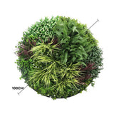 Artificial Trees: Slimline Artificial Green Wall Disc Art 100cm Grassy Fern UV Resistant (Black)