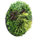 Artificial Trees: Slimline Artificial Green Wall Disc Art 100cm Grassy Fern UV Resistant (Black)