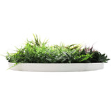 Artificial Trees: Slimline Artificial Green Wall Disc Art 80cm Grassy Fern UV Resistant (White)