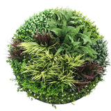 Artificial Trees: Slimline Artificial Green Wall Disc Art 100cm Grassy Fern UV Resistant (White)