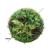 Artificial Trees: Slimline Artificial Green Wall Disc Art 100cm Grassy Fern UV Resistant (White)