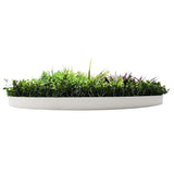 Artificial Trees: Slimline Artificial Green Wall Disc Art 100cm Grassy Fern UV Resistant (White)