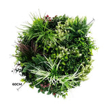 3D Wall Art: Slimline Artificial Green Wall Disc Art 60cm Colour Fresh UV Resistant (White)