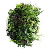 3D Wall Art: Slimline Artificial Green Wall Disc Art 60cm Colour Fresh UV Resistant (White)