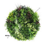 3D Wall Art: Slimline Artificial Green Wall Disc Art 80cm Colour Fresh UV Resistant (Black)