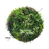 3D Wall Art: Slimline Artificial Green Wall Disc Art 100cm Colour Fresh UV Resistant (Black)