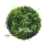 3D Wall Art: Slimline Artificial Green Wall Disc Art 100cm Colour Fresh UV Resistant (White)