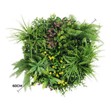 Artificial Trees: Slimline Artificial Green Wall Disc Art 60cm Country Fern UV Resistant (Black)