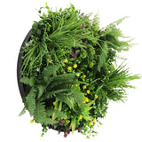 Artificial Trees: Slimline Artificial Green Wall Disc Art 60cm Country Fern UV Resistant (Black)