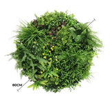 Artificial Trees: Slimline Artificial Green Wall Disc Art 80cm Country Fern UV Resistant (Black)