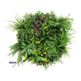 Artificial Trees: Slimline Artificial Green Wall Disc Art 60cm Country Fern UV Resistant (White)