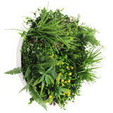 Artificial Trees: Slimline Artificial Green Wall Disc Art 60cm Country Fern UV Resistant (White)