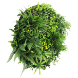 Artificial Trees: Slimline Artificial Green Wall Disc Art 80cm Country Fern UV Resistant (White)