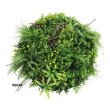 Artificial Trees: Slimline Artificial Green Wall Disc Art 80cm Country Fern UV Resistant (White)