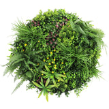 Artificial Trees: Slimline Artificial Green Wall Disc Art 80cm Country Fern UV Resistant (White)