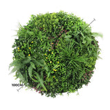 Artificial Trees: Slimline Artificial Green Wall Disc Art 100cm Country Fern UV Resistant (White)