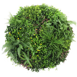 Artificial Trees: Slimline Artificial Green Wall Disc Art 100cm Country Fern UV Resistant (White)