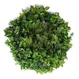 Artificial Wall Plants: Slimline Artificial Green Wall Disc Art 80cm Mixed Green Fern & Ivy (Modern Black)