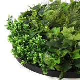 Artificial Wall Plants: Slimline Artificial Green Wall Disc Art 80cm Mixed Green Fern & Ivy (Modern Black)