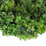 Artificial Wall Plants: Slimline Artificial Green Wall Disc Art 80cm Mixed Green Fern & Ivy (Modern Black)