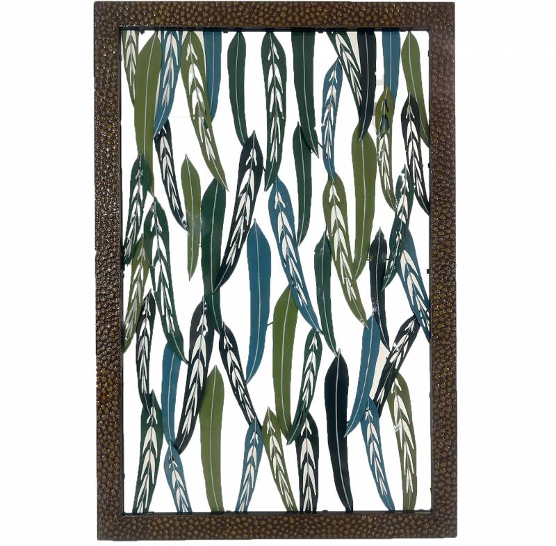 Wall Storage Racks: Xlarge Leaves Metal Wall Art 102x152cm