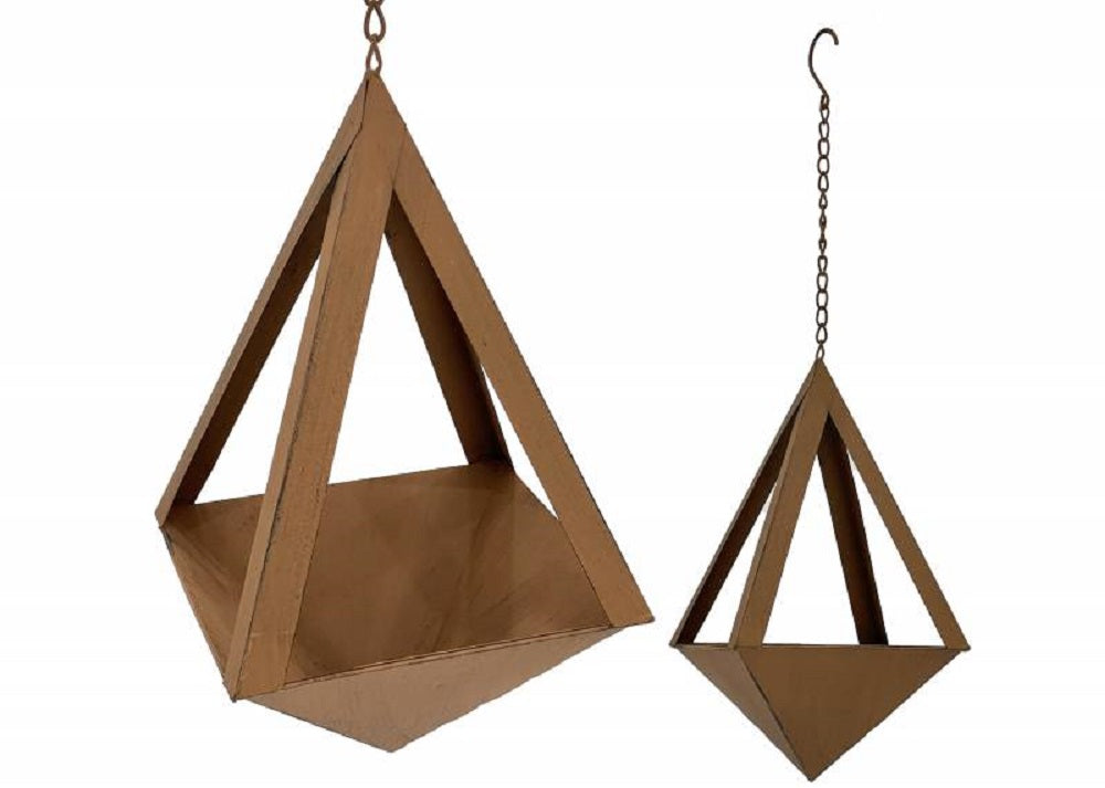 Artificial Flowers & Plants: Set 2 Metal Hanging Planter 60cm