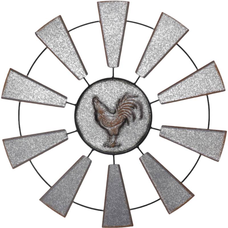 Bird Cages & Stands: Rooster And Windill Wall Art 70x70cm